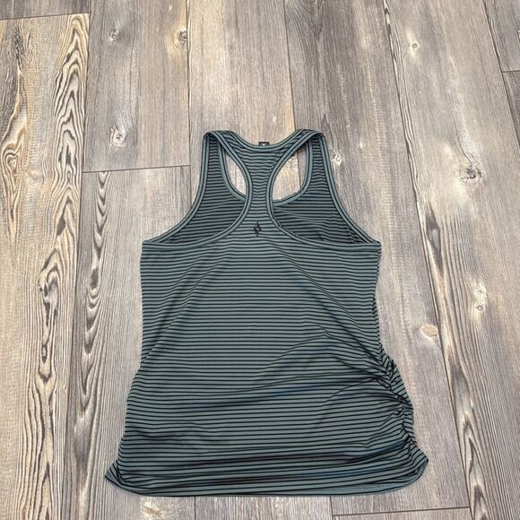Skechers Workout Tank Top Womens size XL Green Black Ruched Sides Sleeveless - Picture 2 of 6